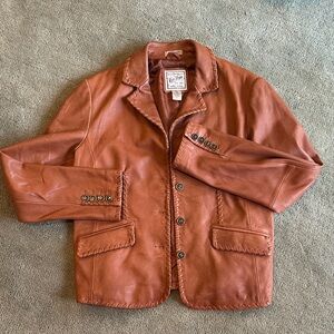 Ruff Hewn Western Tan 100% Leather Jacket Size Large